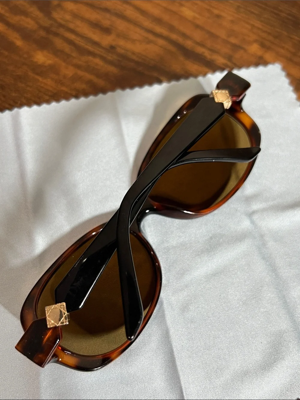 Dior Tortoiseshell and Black Sunglasses with Gold Accent